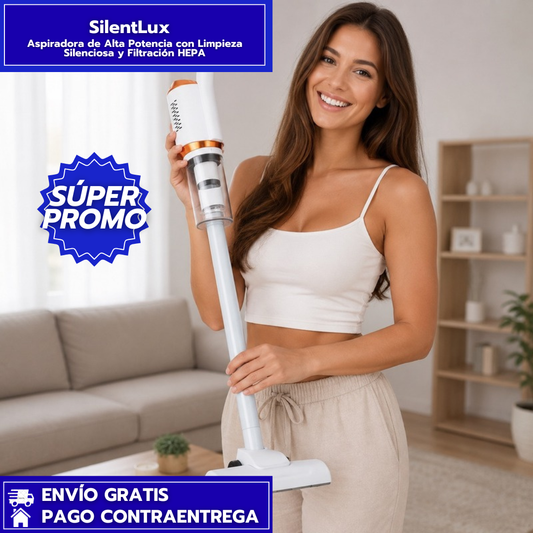SilentLux: Aspiradora de Alta Potencia con Limpieza Silenciosa y Filtración HEPA.