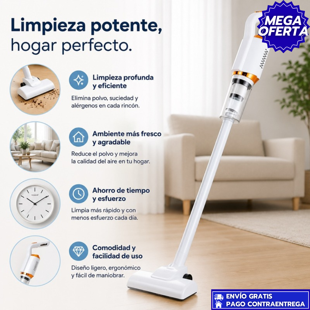 SilentLux: Aspiradora de Alta Potencia con Limpieza Silenciosa y Filtración HEPA.